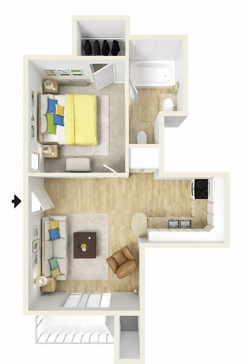 Floor plan 1 Bed 1 Bath