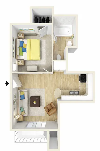 Floor plan 1 Bed 1 Bath