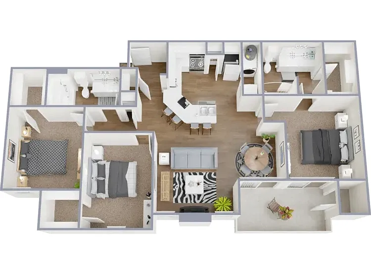 Floor plan 3 Bed, 2 Bath Upgraded