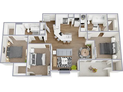 Floor plan 3 Bed, 2 Bath