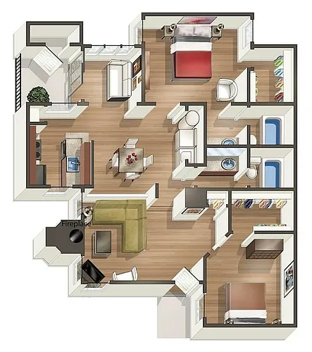 Floor plan B3 - 2 Bedroom, 2 Bathroom