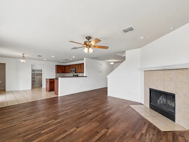 family room and kitchen