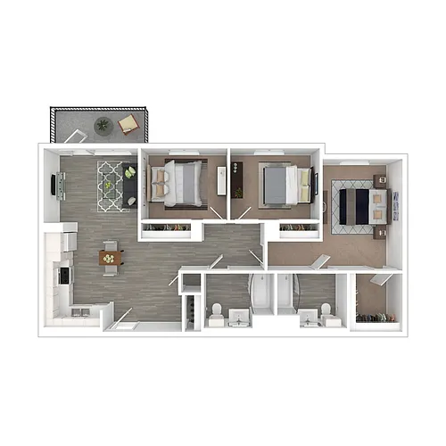 Floor plan Three Bedroom - Income Restricted