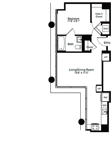 Floor plan One Bedroom B 15-20