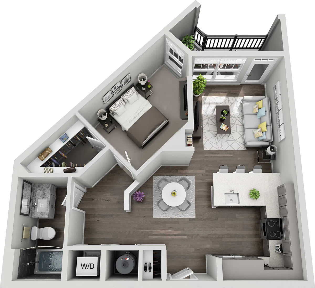 Floor plan B2 1 Bedroom 1 Bath