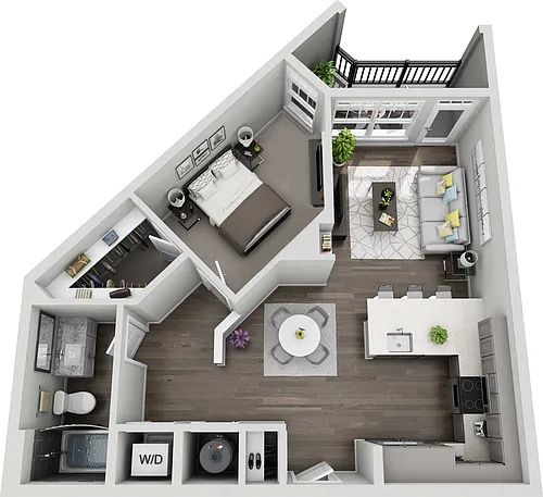 Floor plan B2 1 Bedroom 1 Bath