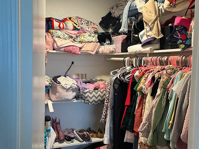 Walk in closet in guest bedroom