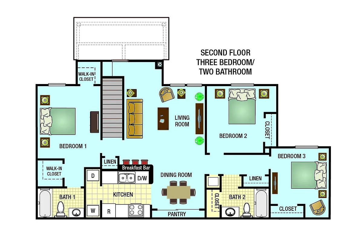 Floor plan Three Bedroom Cambridge MKT
