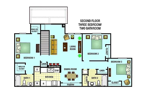 Floor plan Three Bedroom Cambridge MKT
