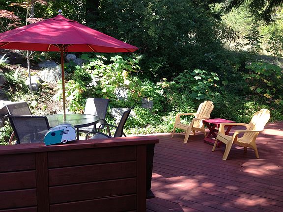 Spacious redwood decks