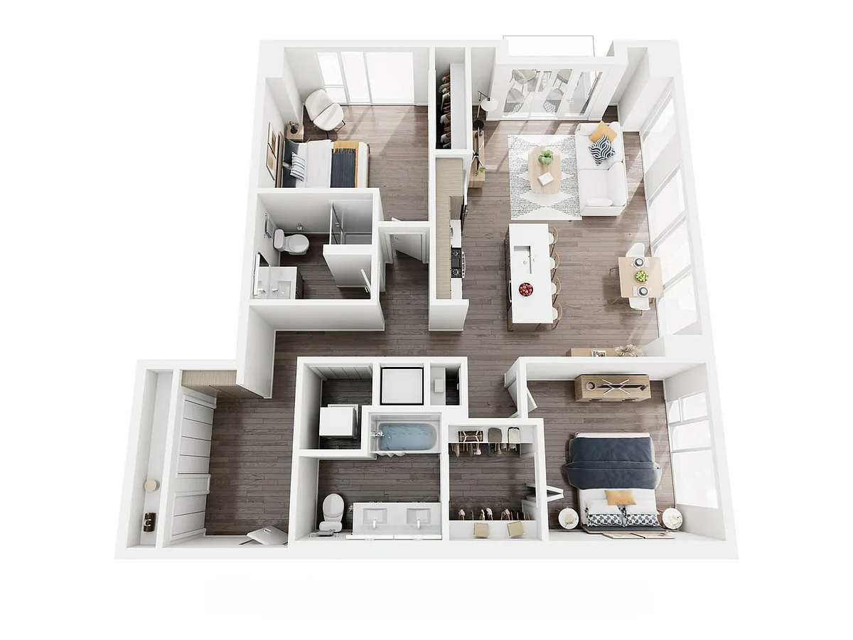 Floor plan 2 Bed, 2 Bath - A