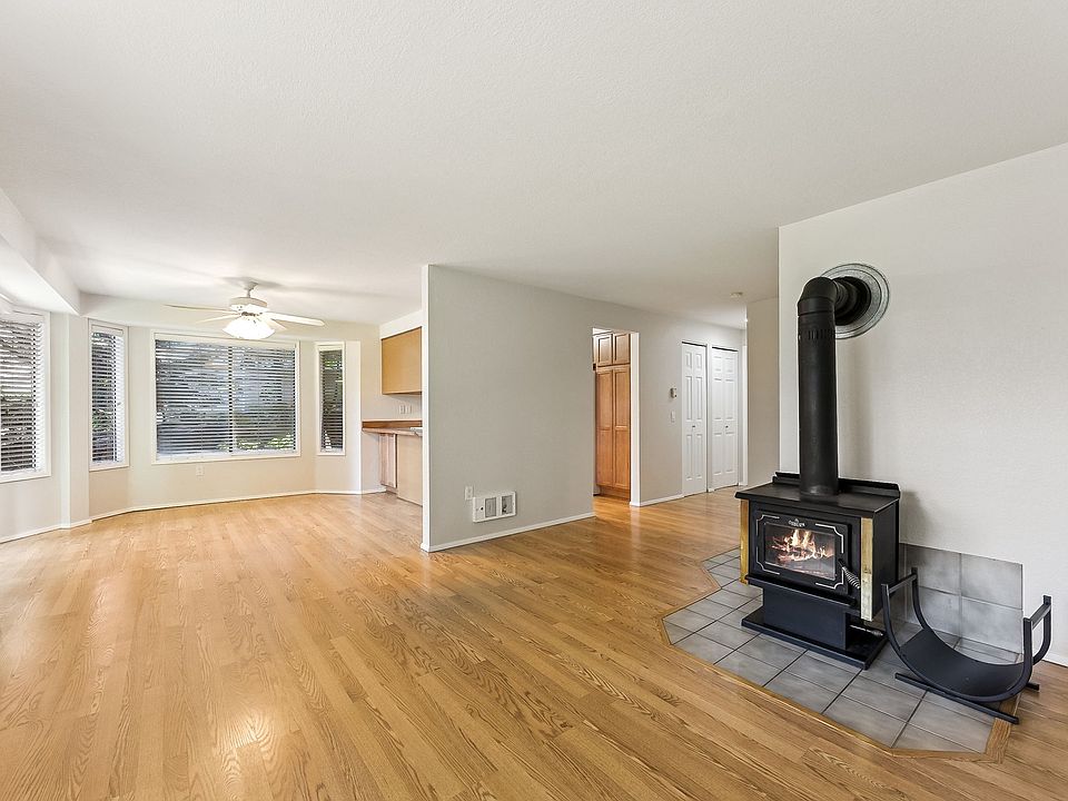 Wood stove in living room adds to coziness