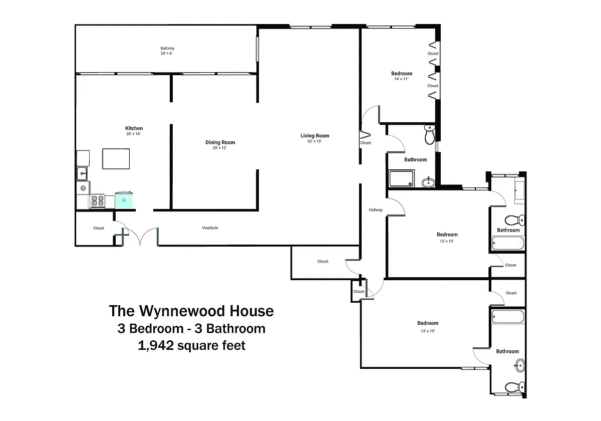 Floor plan 3 Bedroom 3 Bath