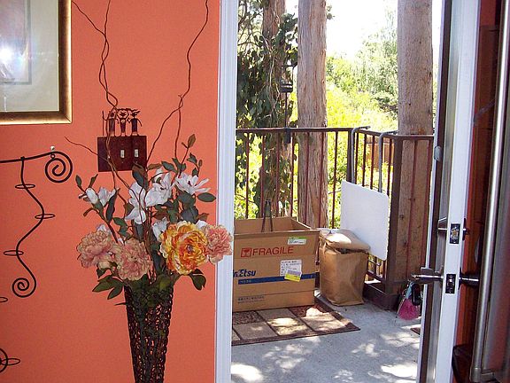 looking through front door to patio