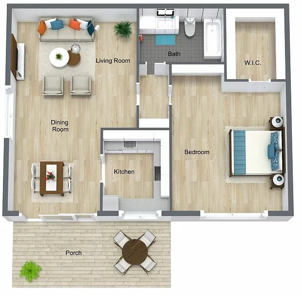 Floor plan 1 Bedroom, 1 Bathroom Renovated