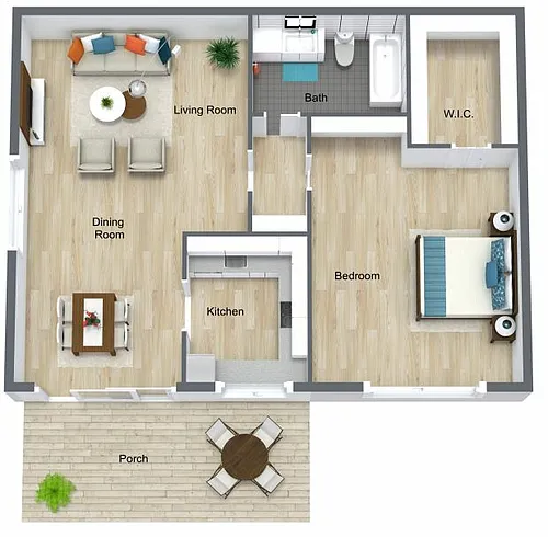 Floor plan 1 Bedroom, 1 Bathroom Renovated