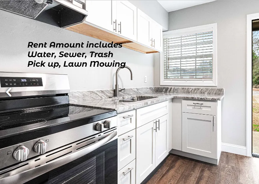 Rent amount includes water sewer, trash, yard care