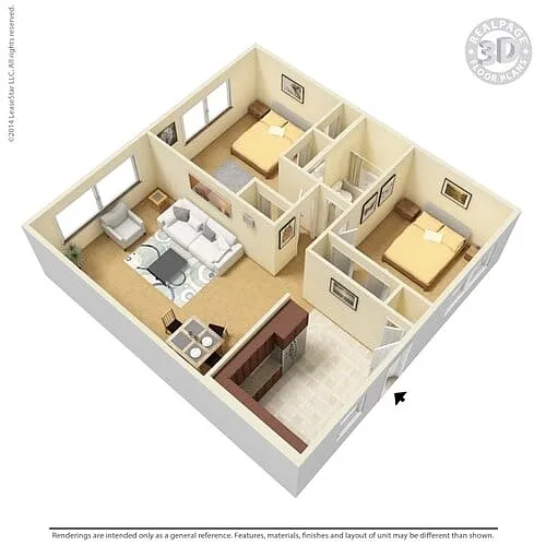 Floor plan 2 Bed 1 Bath