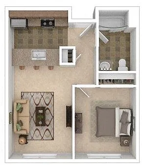 Floor plan Tenth One Bed A-B