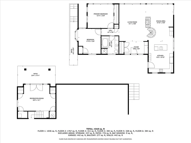 Garage rec room in adjoining building not included in main house rental.