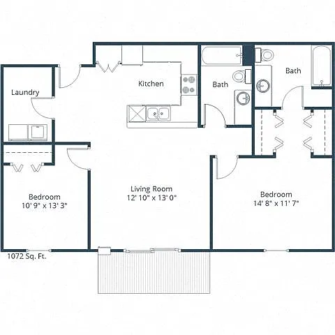 Floor plan Two Bedroom 22B