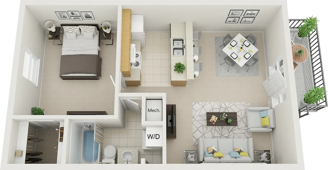 Floor plan 1 Bed/1 Bath