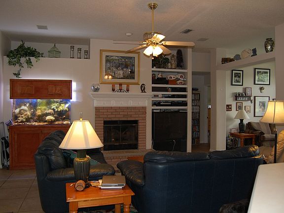 Family Room with Gas Fireplace & Built in Shelves