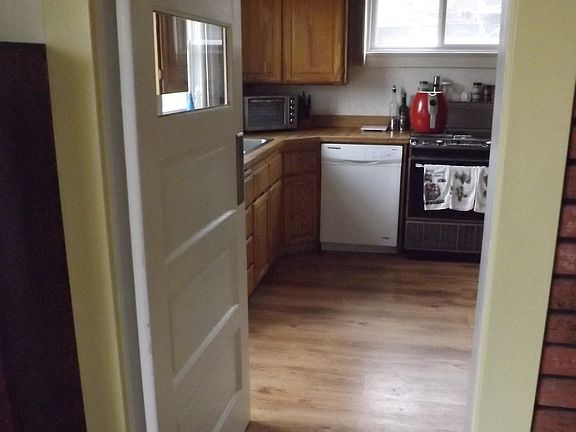 Swinging door to kitchen