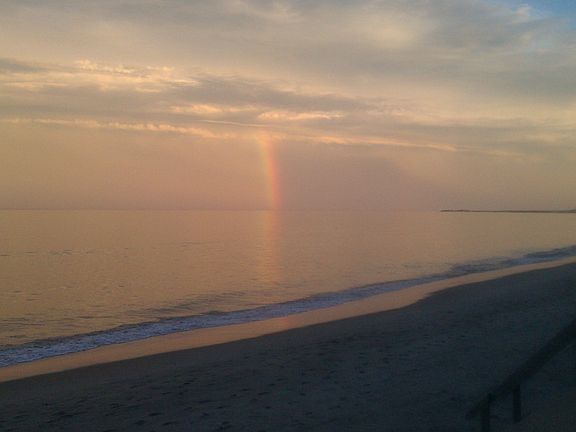 The beach at sunset.