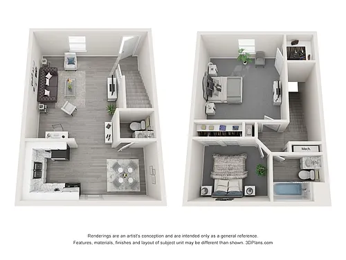 Floor plan Two Bedroom Townhome Upgrade