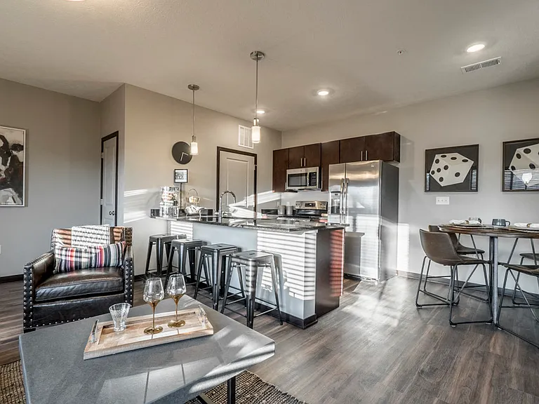 Our villas feature open floor plans that open to the kitchen.