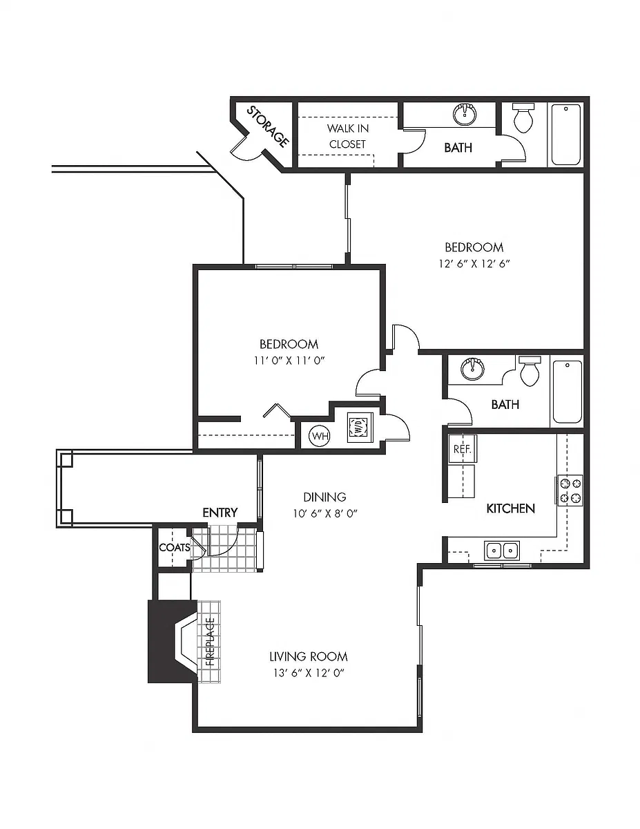 Floor plan 2 Bed 2 Bath