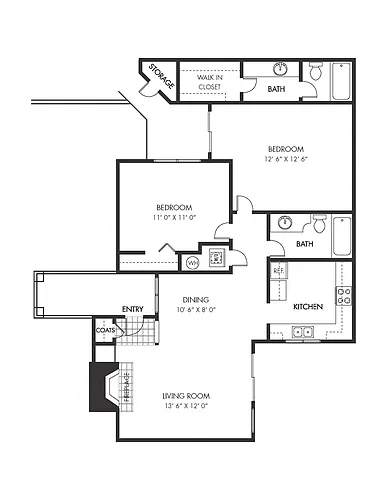 Floor plan 2 Bed 2 Bath