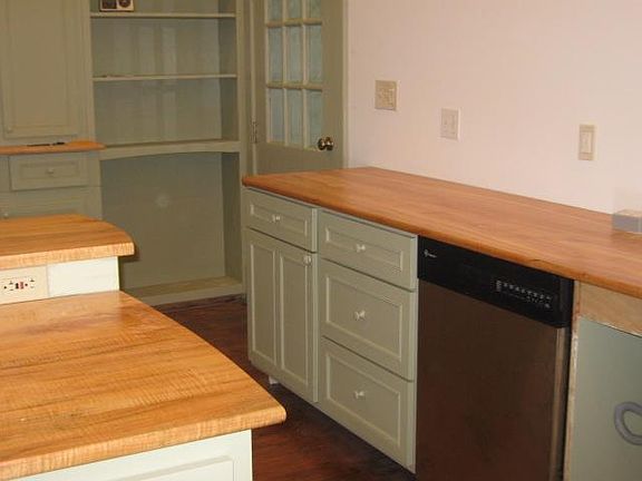 Kitchen with back door.
