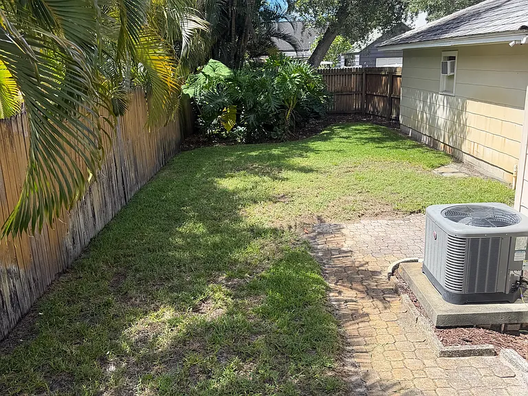 fenced back yard