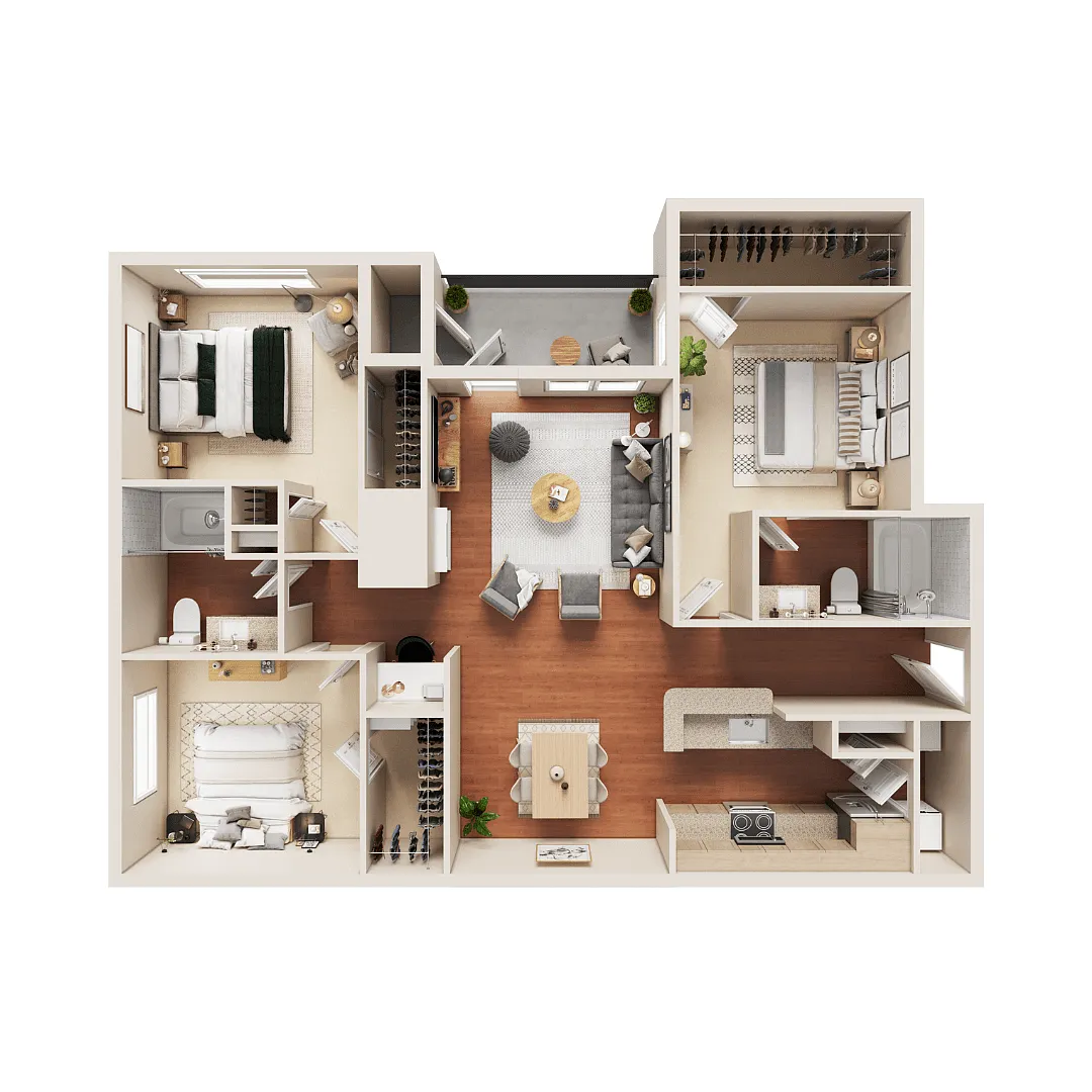 Floor plan Three Bedroom C1