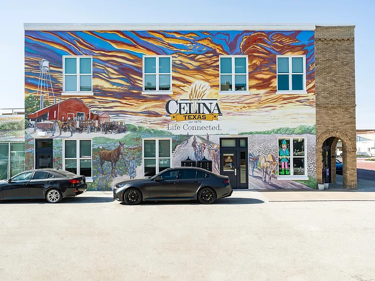 A vibrant Downtown Celina mural celebrating local history and creativity, adding color and character to the heart of the neighborhood.
