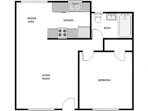 Floor plan 1 Bed / 1 Bath: Type A