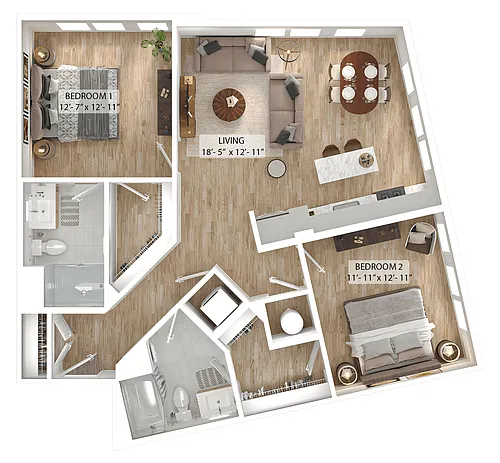 Floor plan 2 Bed/2 Bath-B8
