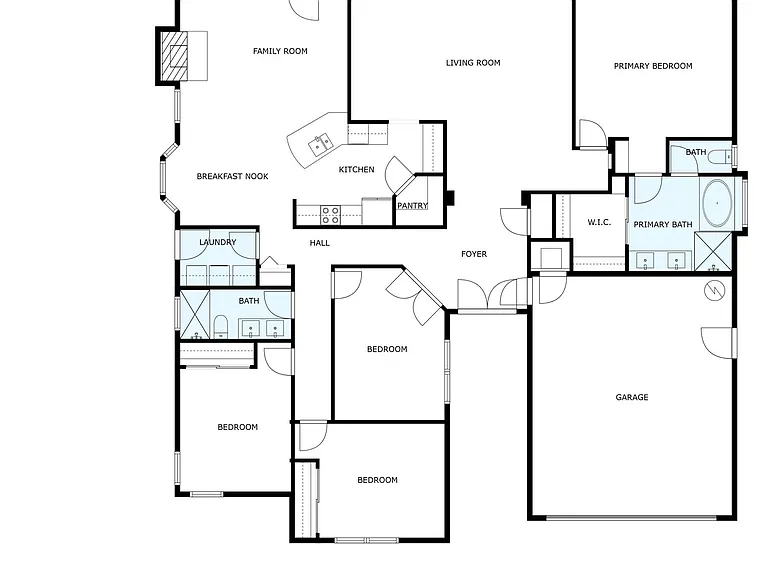 Split floor plan: Primary opposite the other bedrooms