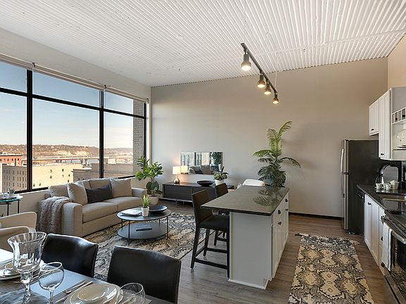 Expansive windows with skyline views