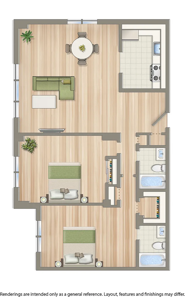 Floor plan 2 Bed 2 Bath B - Tier 04