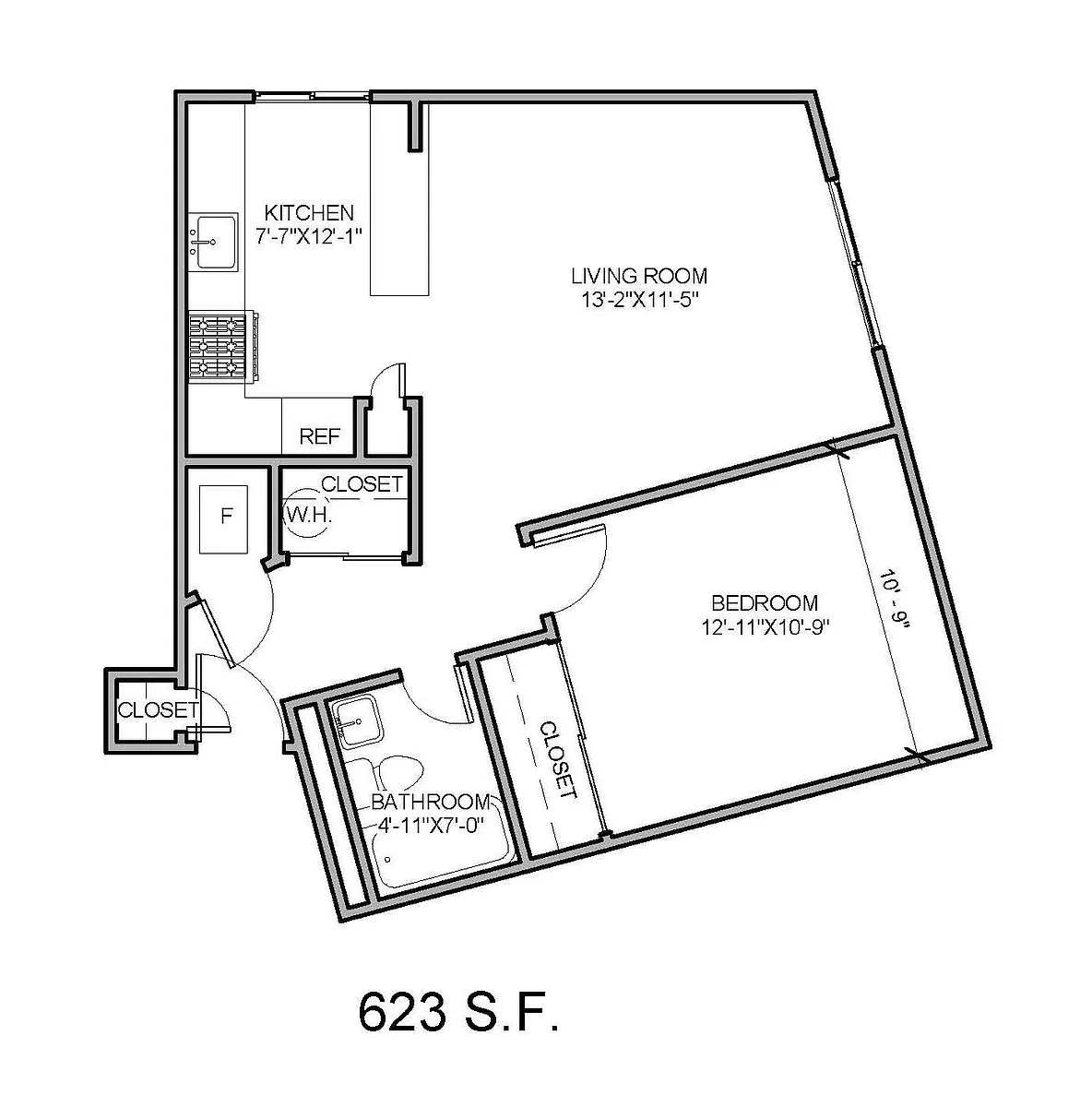 Floor plan 1x1B
