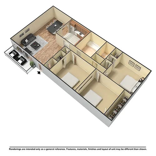 Floor plan 3 bed 1 Bath w Washer Dryer Hookup and carport