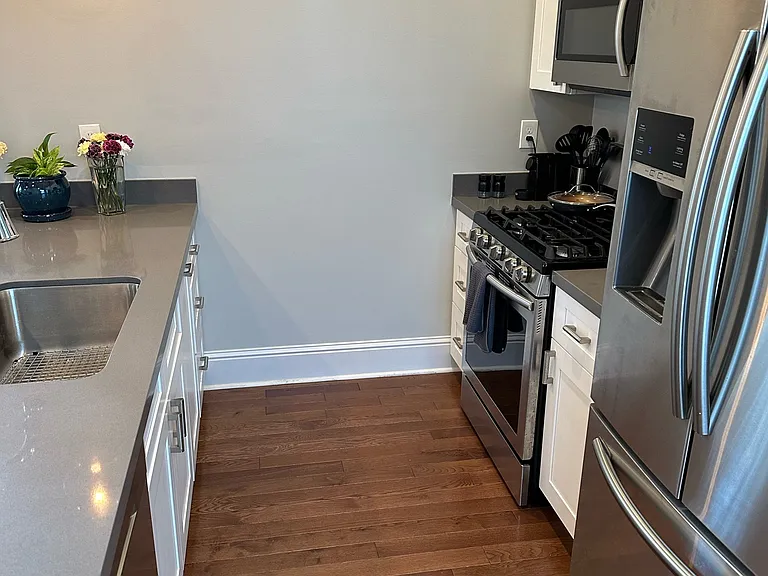 Kitchen: all new, stainless steel appliances. Dishwasher, refrigerator, garbage disposal, gas stove, oven, microwave.