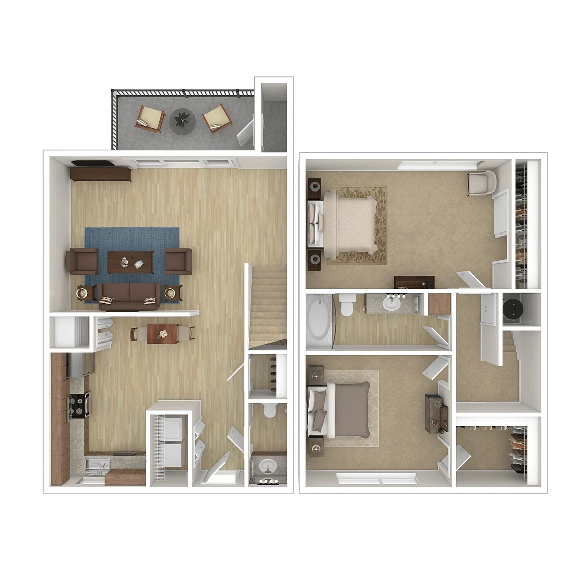 Floor plan 2 BEDROOM TOWNHOME