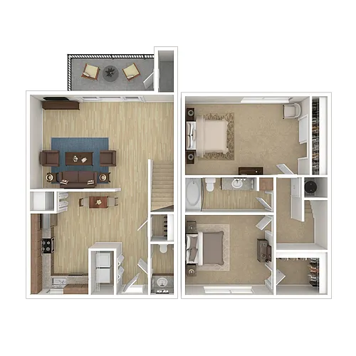 Floor plan 2 BEDROOM TOWNHOME