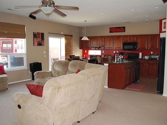 Living room looking into kitchen