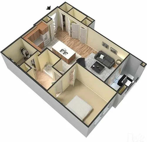 Floor plan One Bed/One Bath