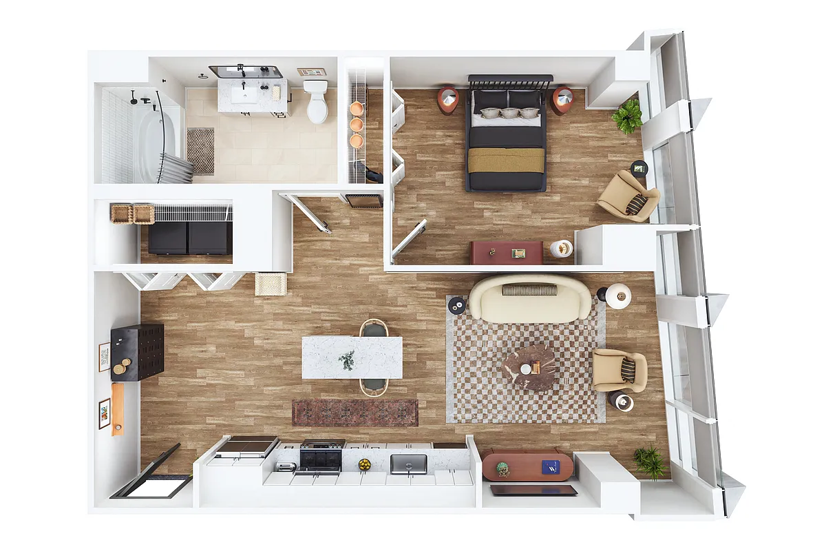 Floor plan One Bed- K (ADA)